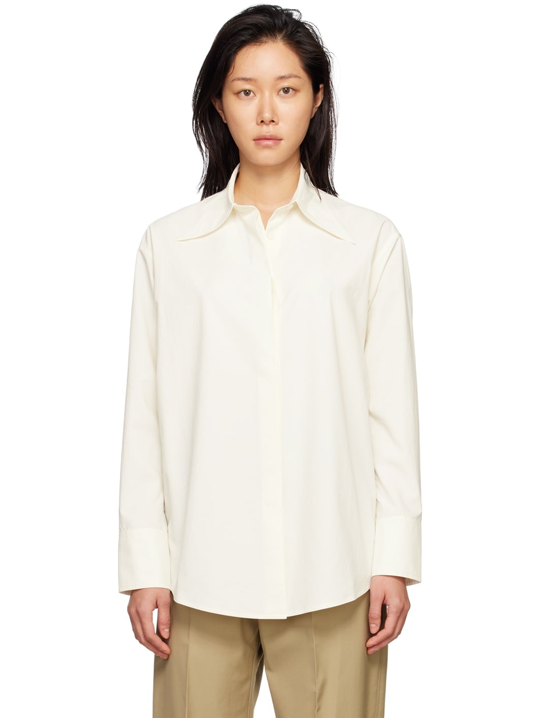 Off-White Pointed Collar Shirt - 1