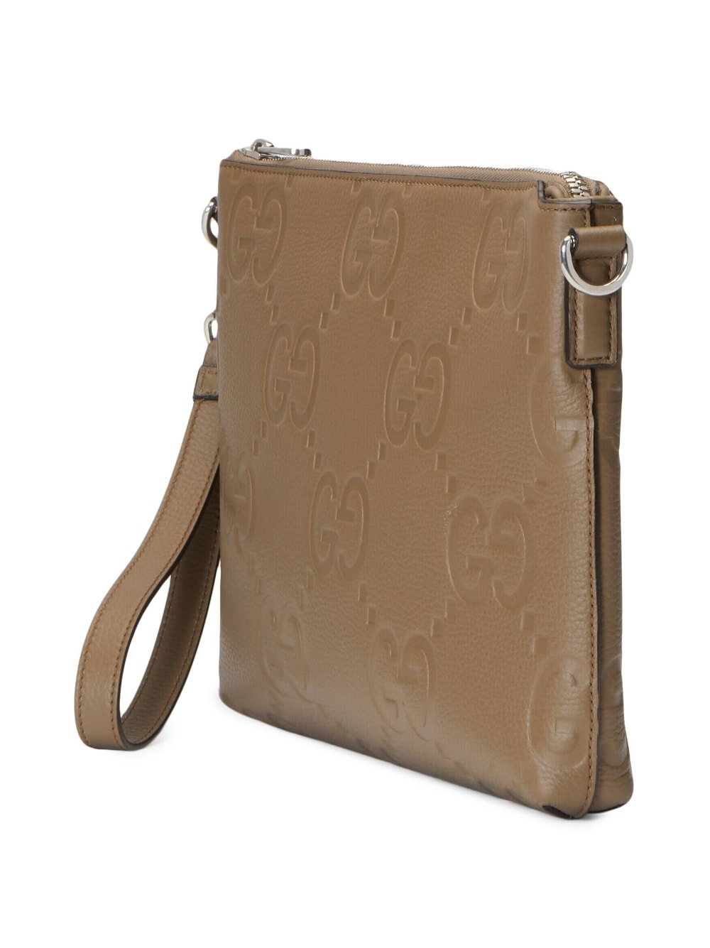 Jumbo GG embossed leather clutch bag - 3