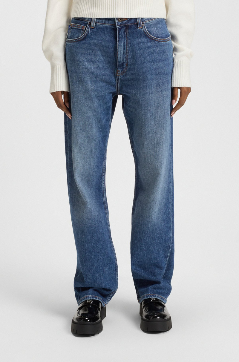 LONG-LENGTH STRAIGHT-FIT JEANS IN BLUE STRETCH DENIM 2