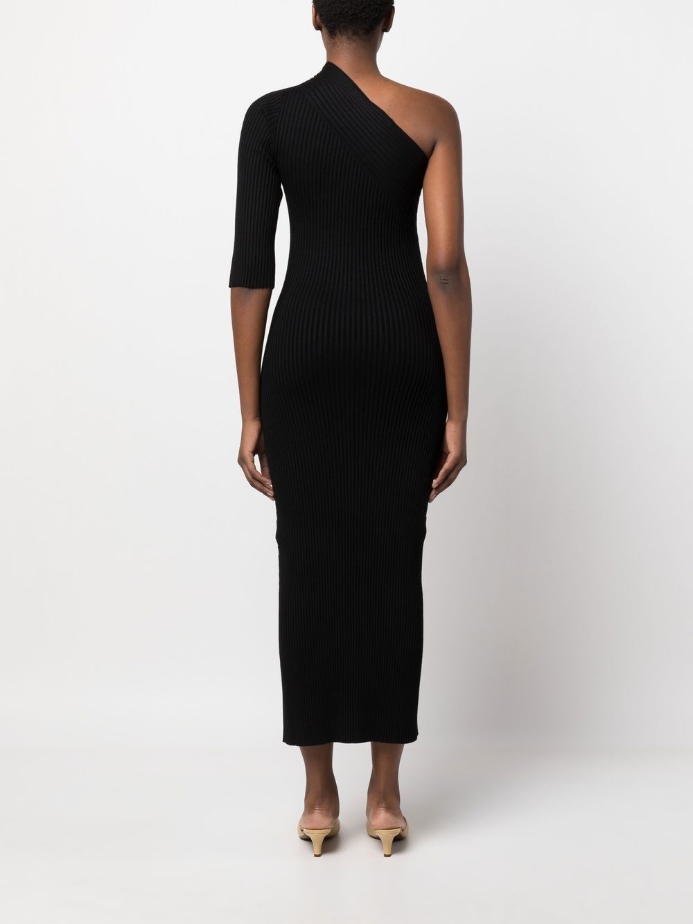 ribbed asymmetric midi dress - 4