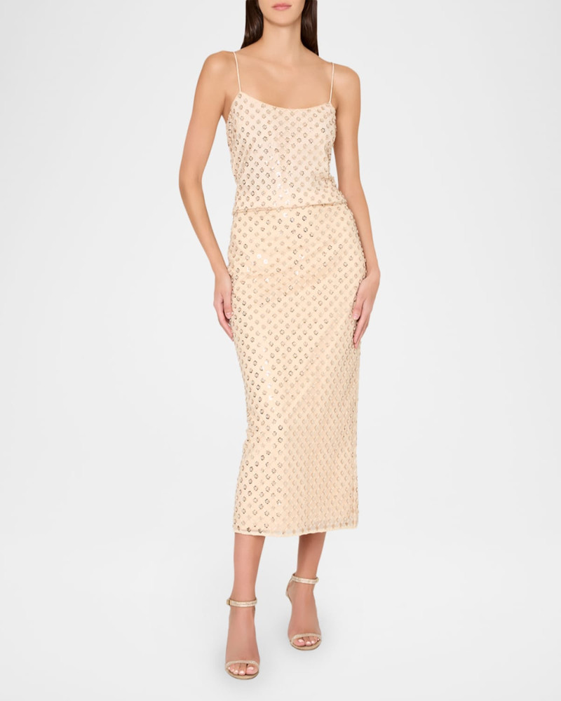 MILLY Rylan Sequin-Embroidered Tank Top outlook