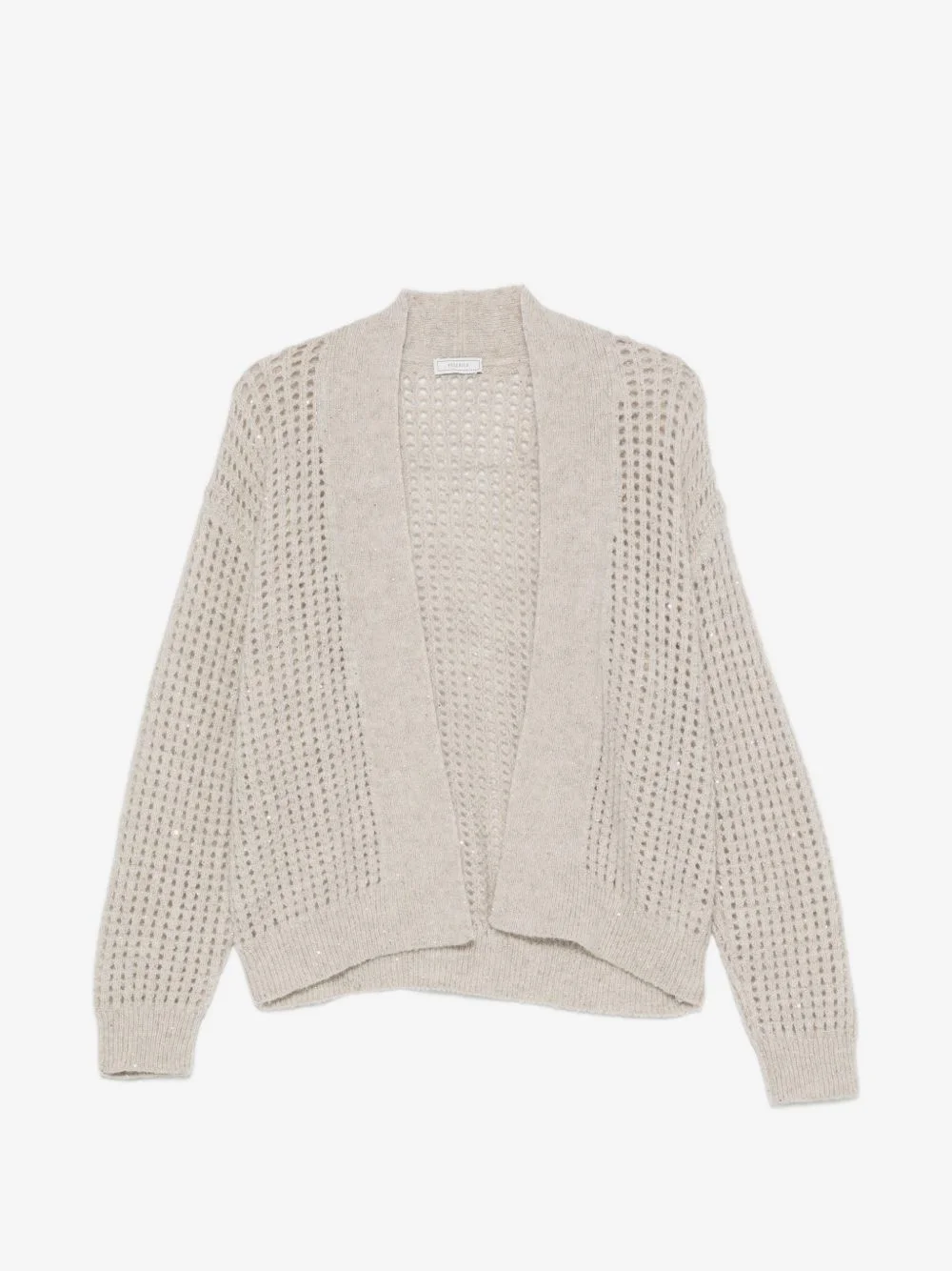 sequin-embellished open-knit cardigan - 1