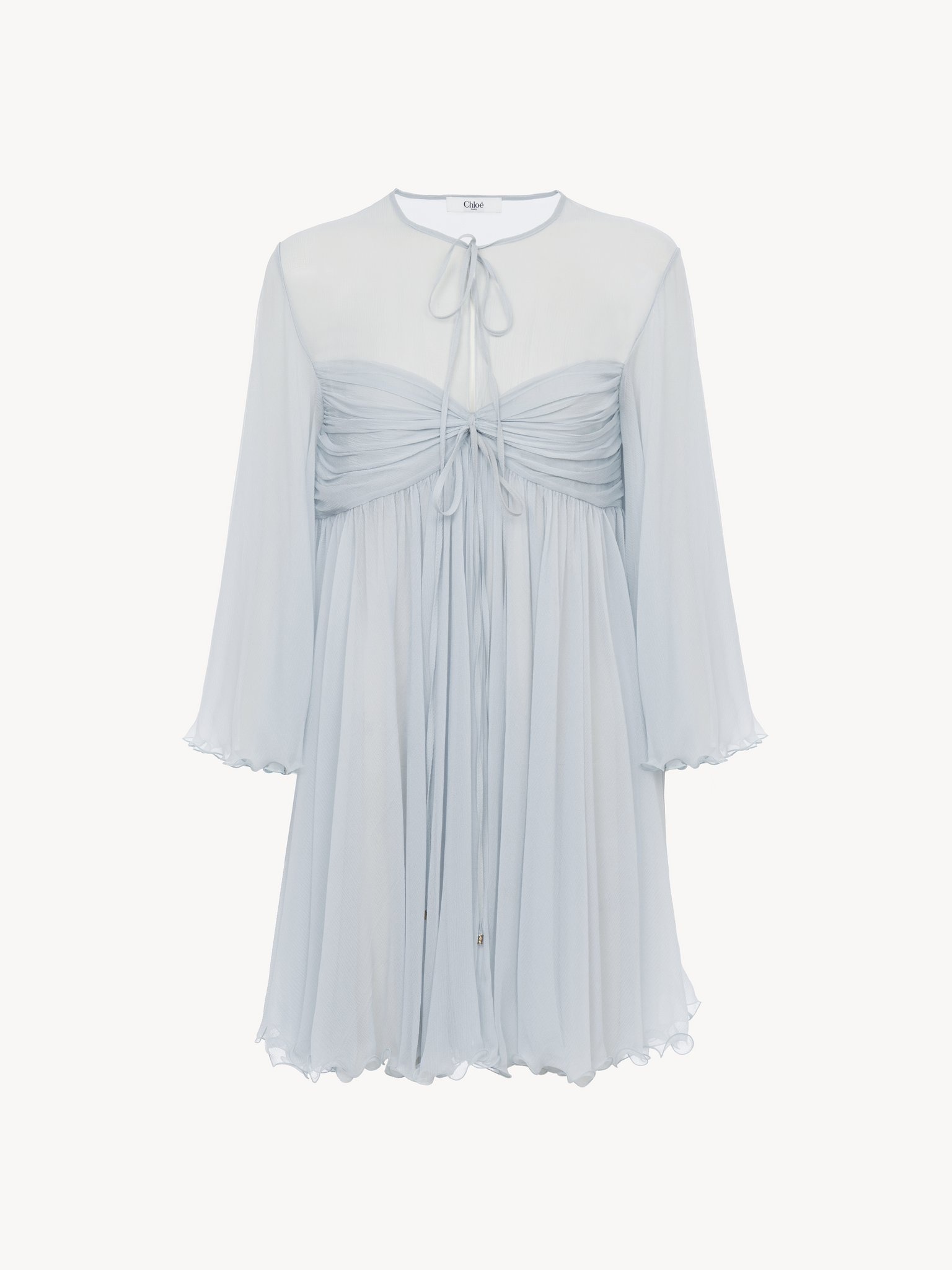 PLEATED MINI DRESS IN SILK MOUSSELINE - 2