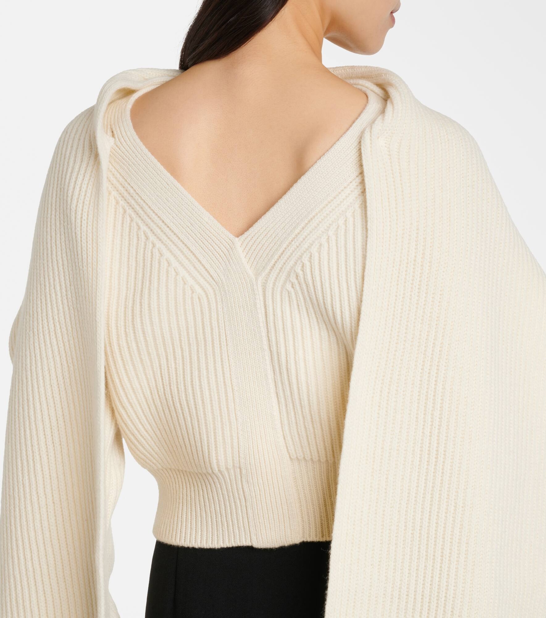 Cropped wool and cashmere scarf sweater - 5