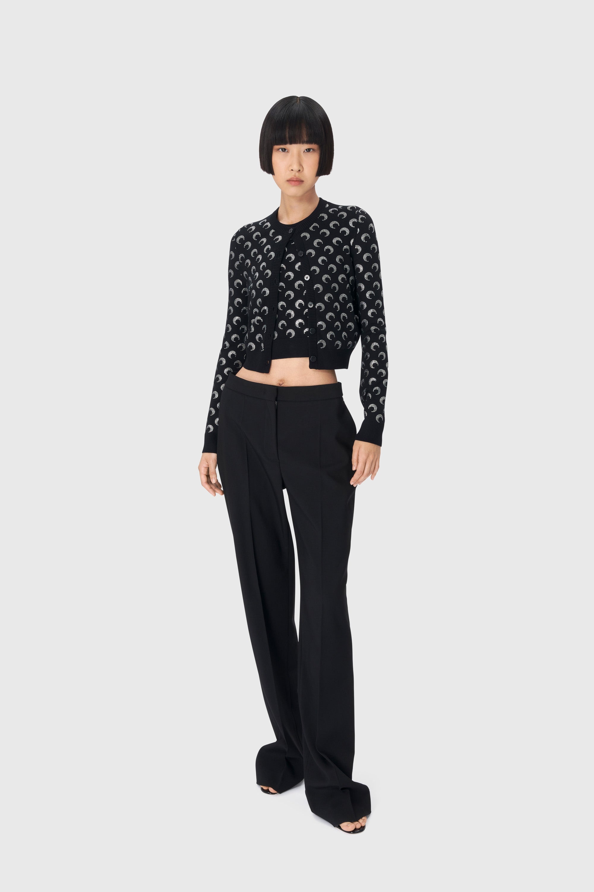 Moon Rhinestoned Knit Fitted Cardigan - 5