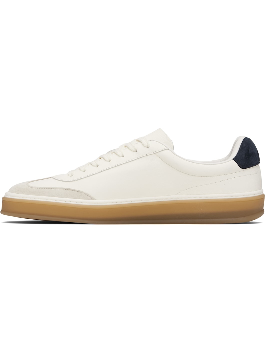 White & Navy BECKHAM Edition Low-Top Suede Sneakers - 3