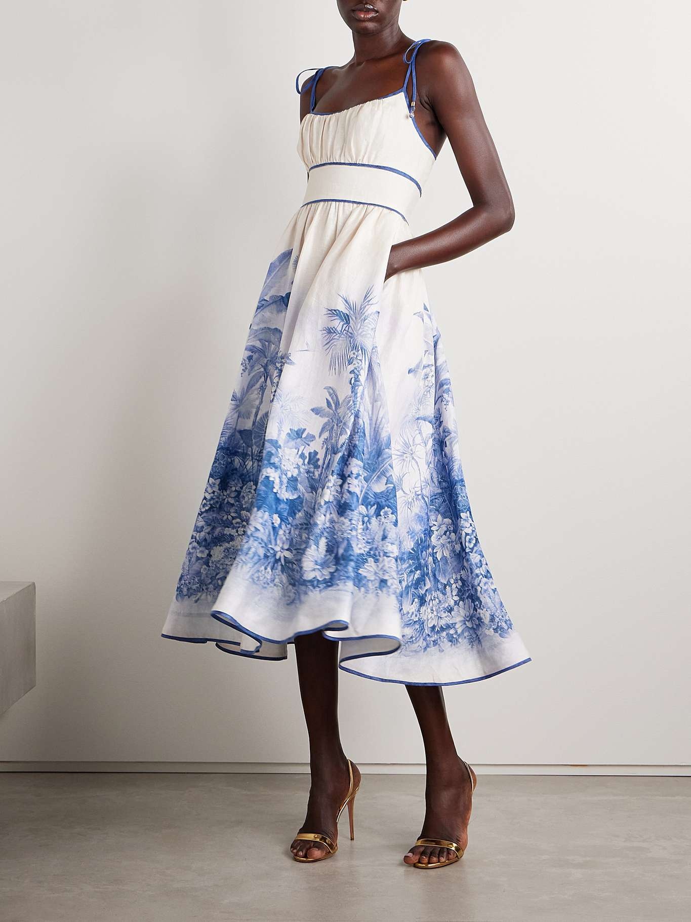 【Zimmermann】WYLIE PICNIC DRESS ピクニック リネン ミディ Wylie Picnic Dress, Blue Palm – Soho Boutique