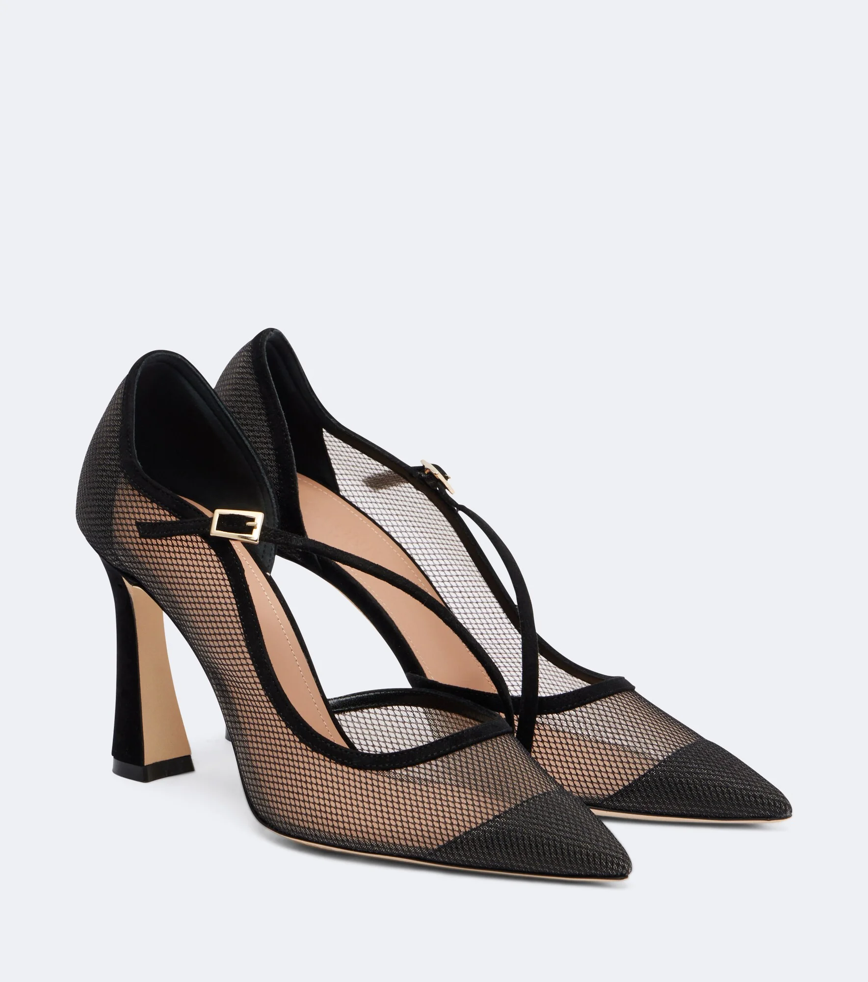D'Orsay suede-trimmed pumps - 1