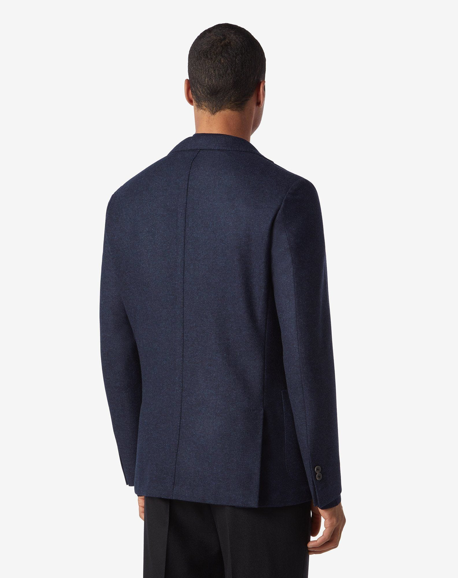 Navy blue 2-button jersey wool jacket - 4