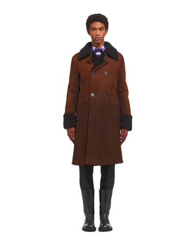 Prada Double-breasted sheepskin coat outlook