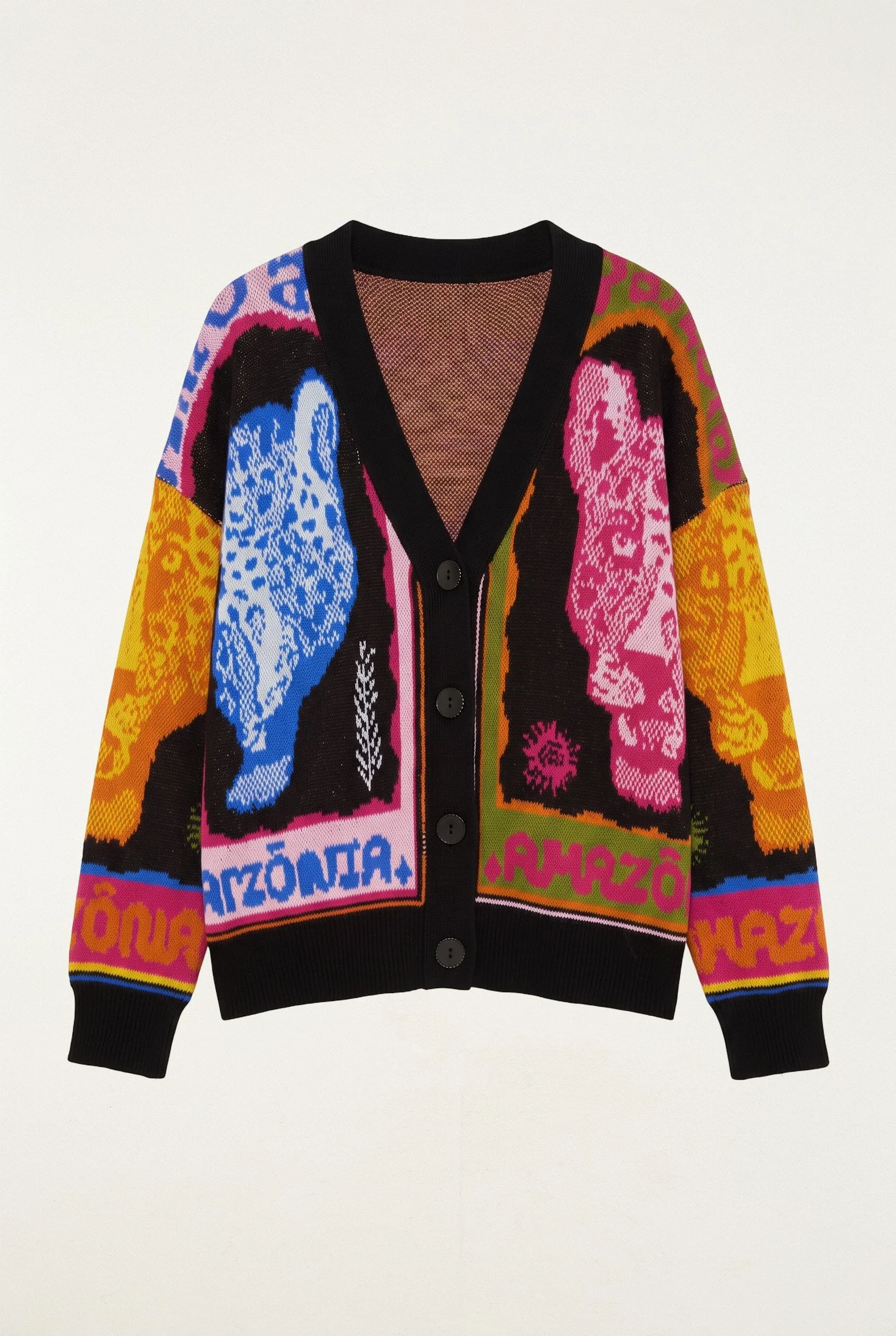 Multicolor Panthers Buttoned Knit Cardigan - 1