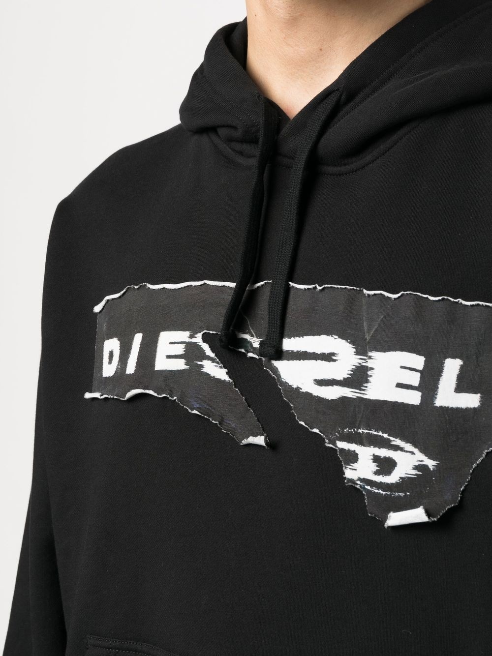 ripped logo print hoodie - 5