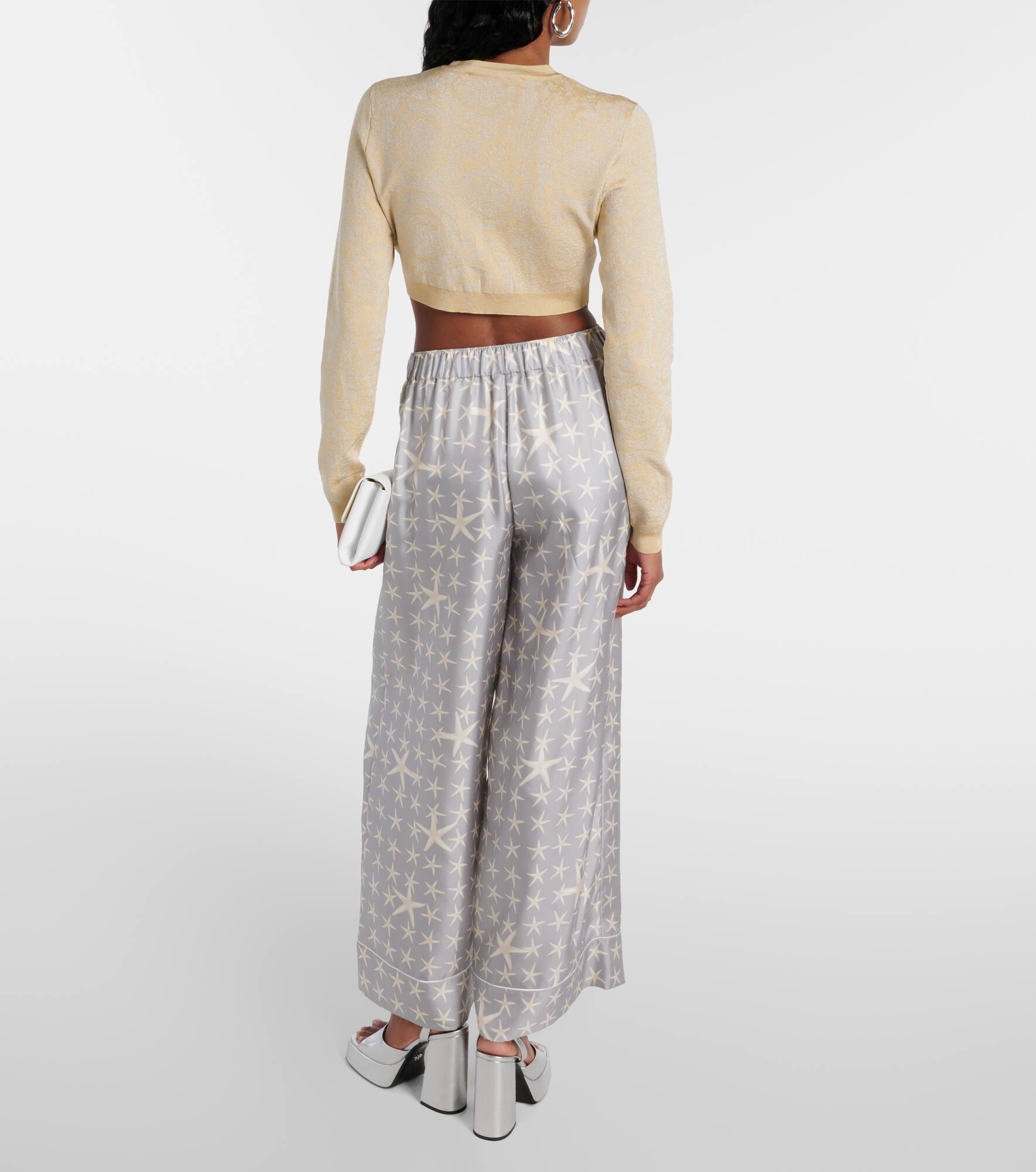 Barocco cropped lamé cardigan - 3