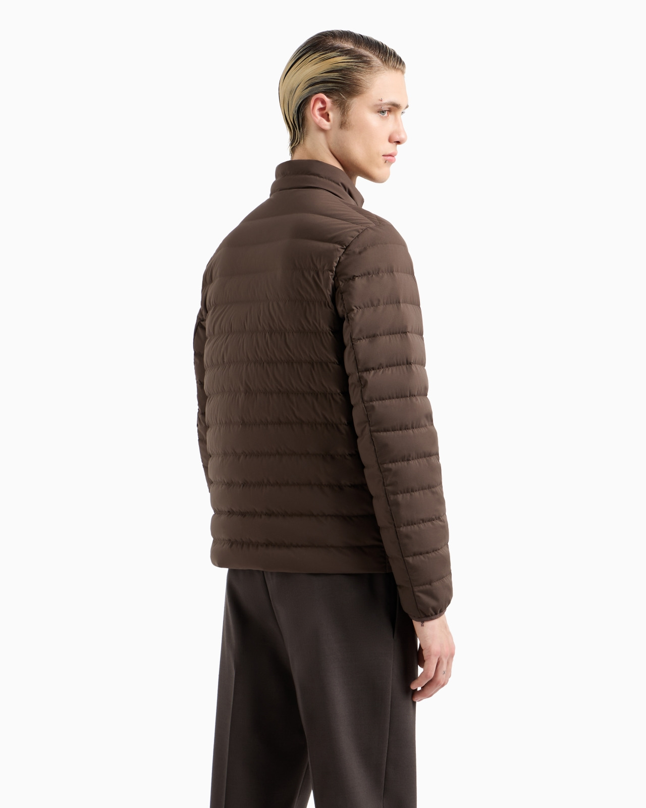 Quilted nylon full-zip down jacket with eagle logo patch - 3