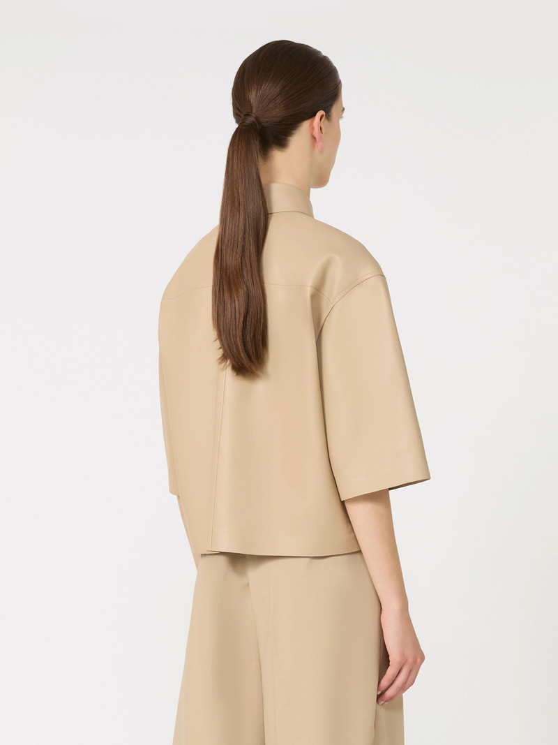 ARCELLA Nappa leather cropped jacket - SAND 4