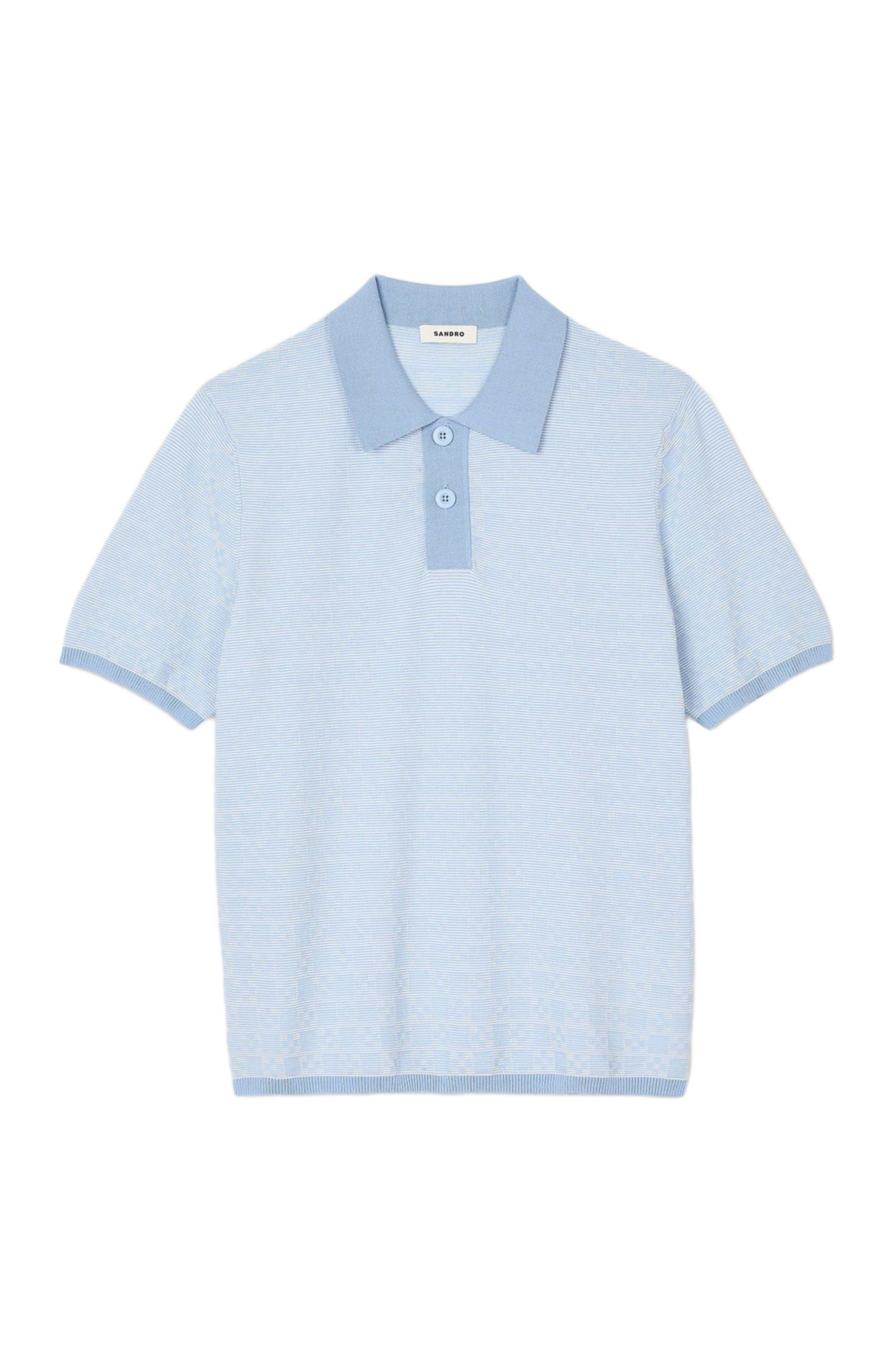 SANDRO Square Cross polo shirt in Blue Sky at Nordstrom - 5