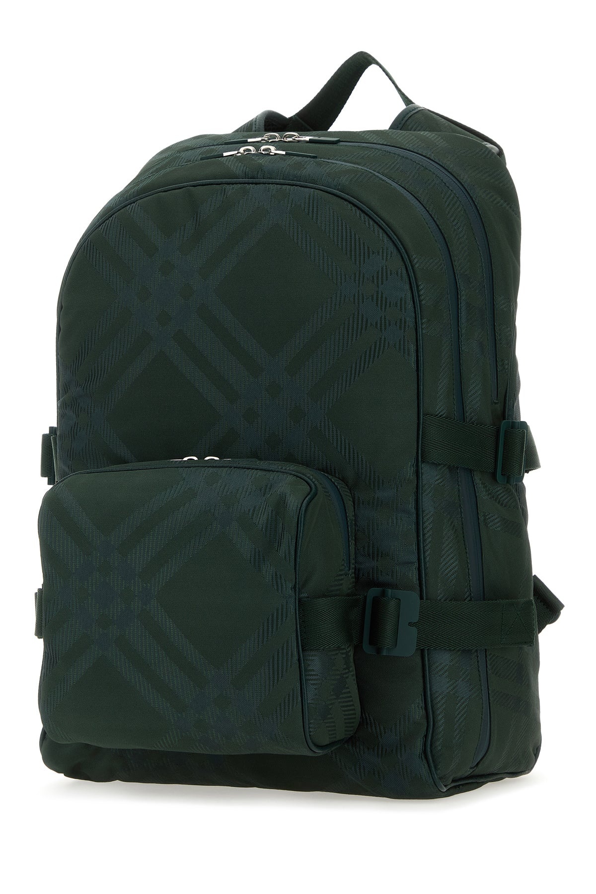 Bottle green nylon blend Check backpack - 2