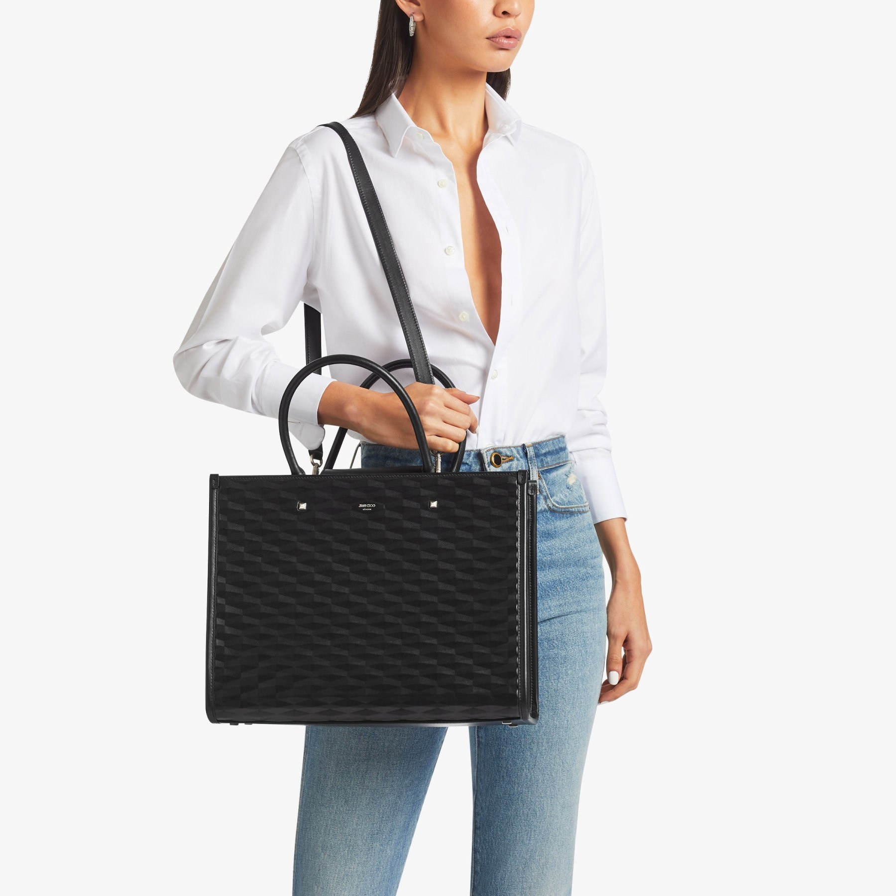 Avenue M Tote
Black Diamond Embossed 3D Leather Tote Bag - 2