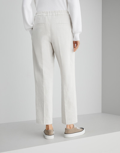 Brunello Cucinelli Cotton and linen gabardine slouchy trousers outlook