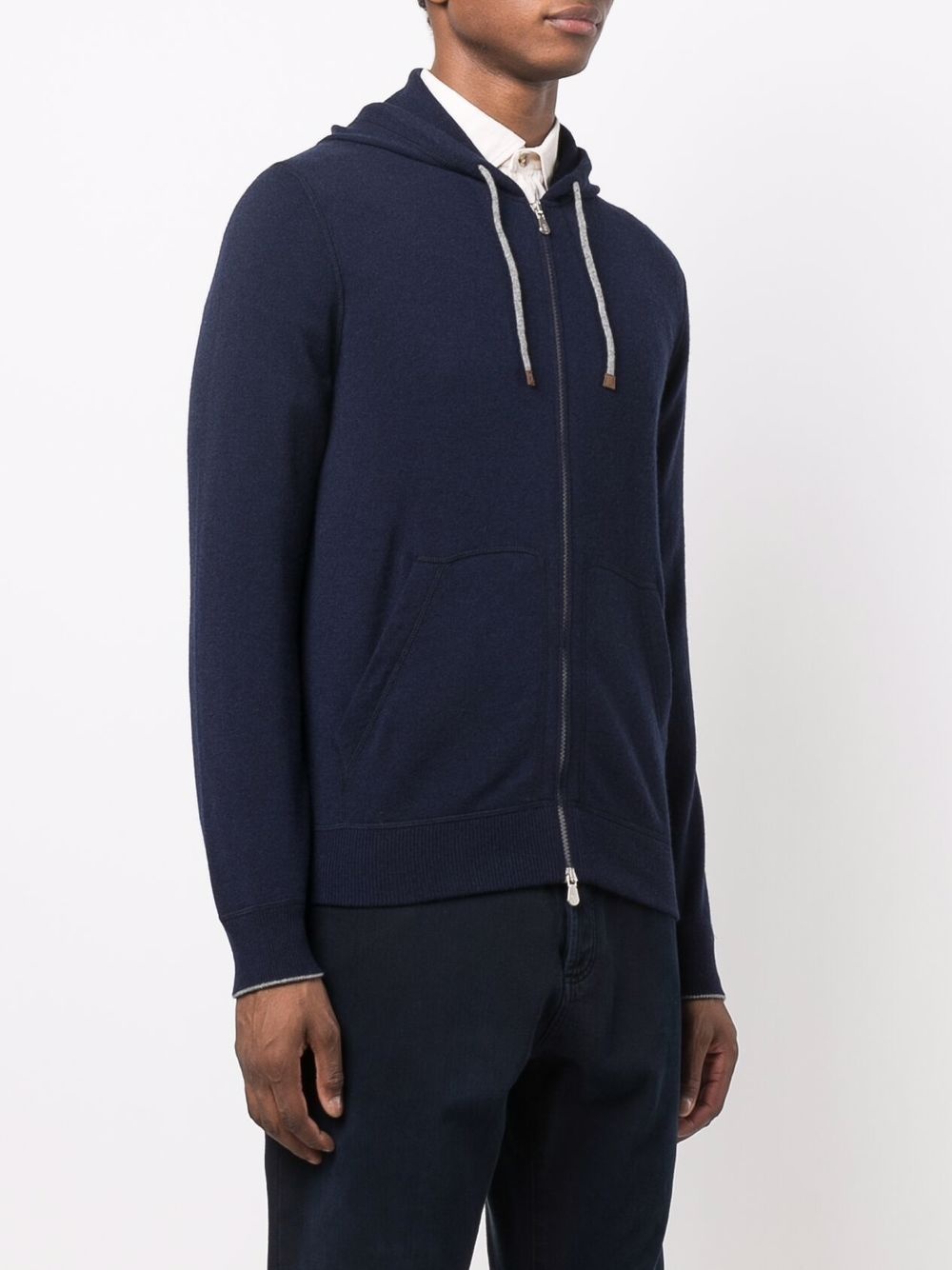 zip-up drawstring hoodie - 3