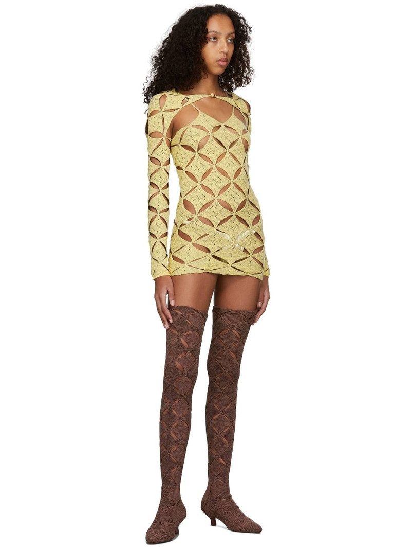 ISA BOULDER SSENSE Exclusive Yellow Argyle Dress outlook