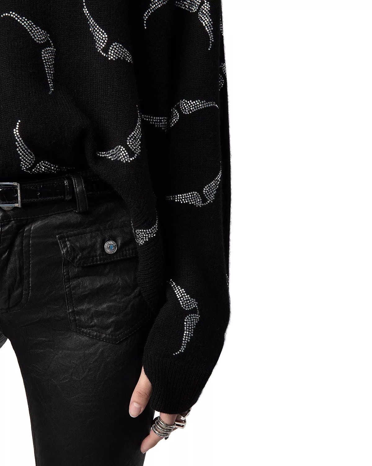 Cashmere Diamante Wings Sweater - 5