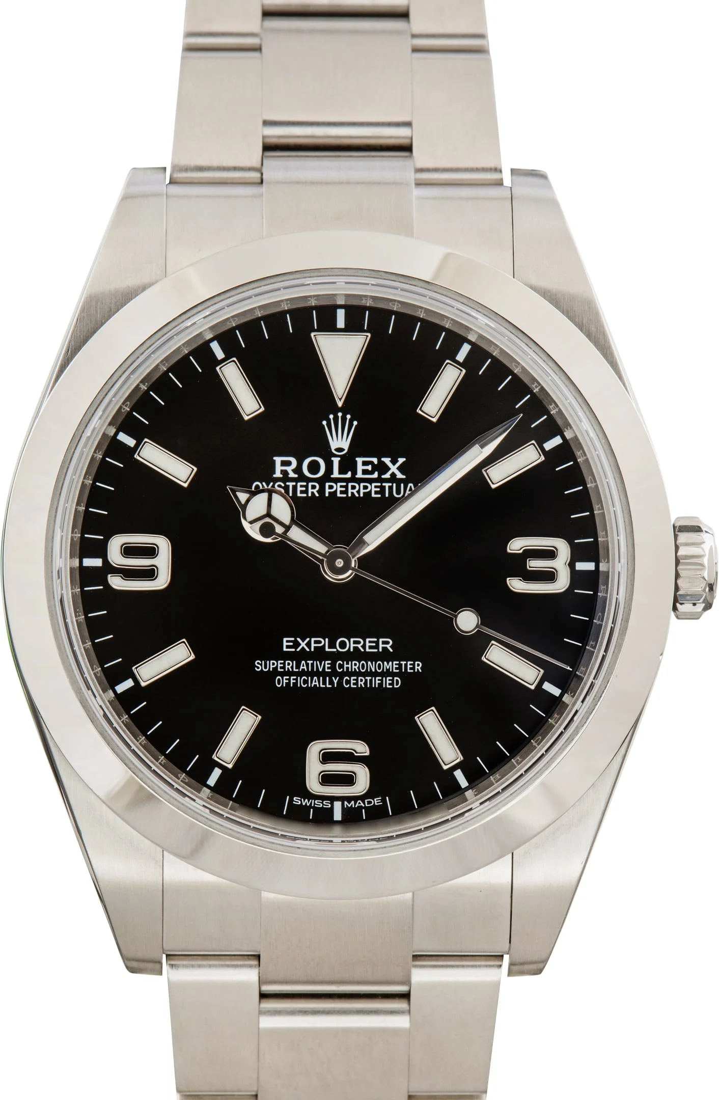 Used Rolex Explorer Black Arabic Dial Ref 214270 Oyster Band - 1