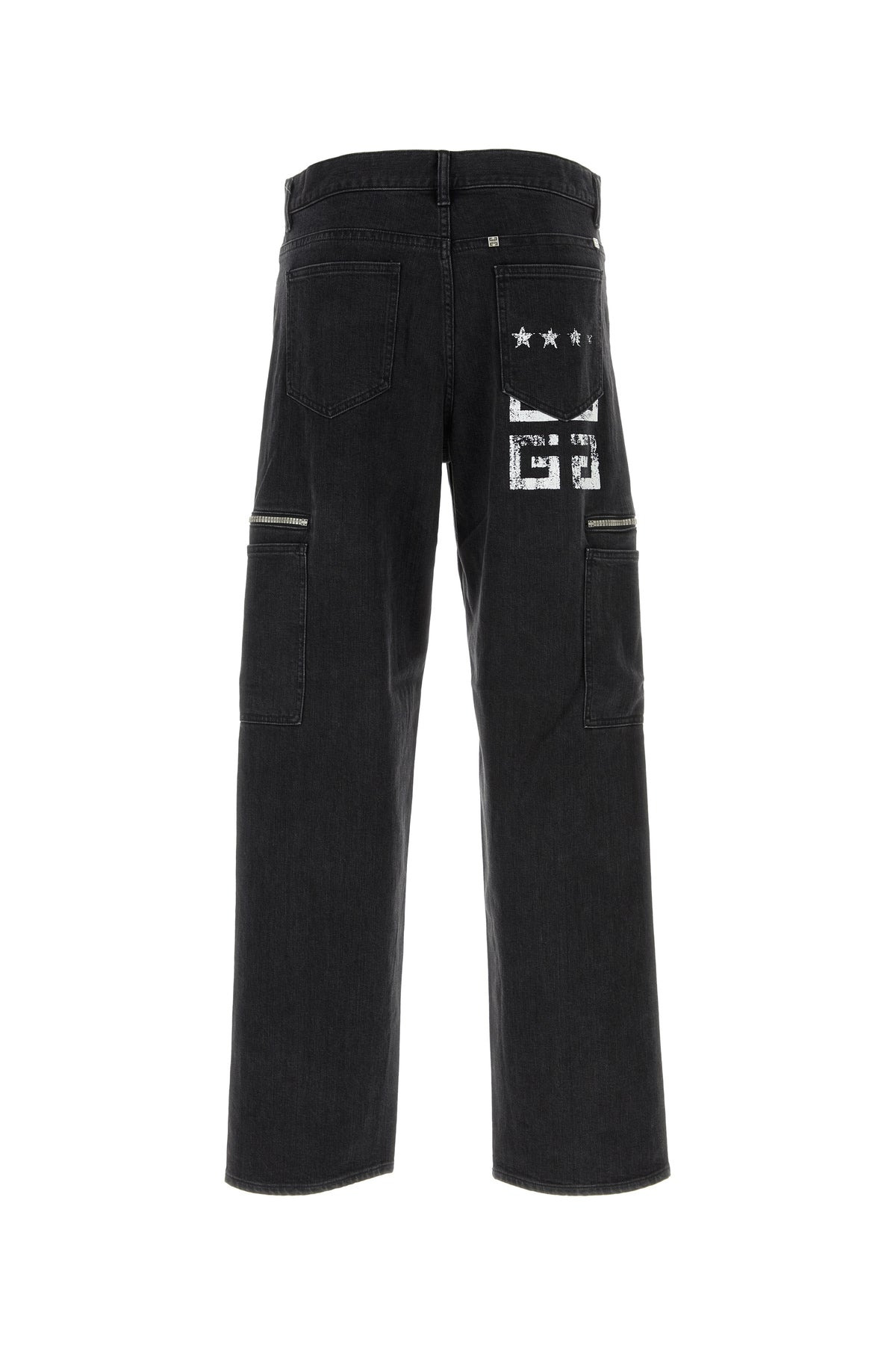 Black stretch denim cargo jeans - 2