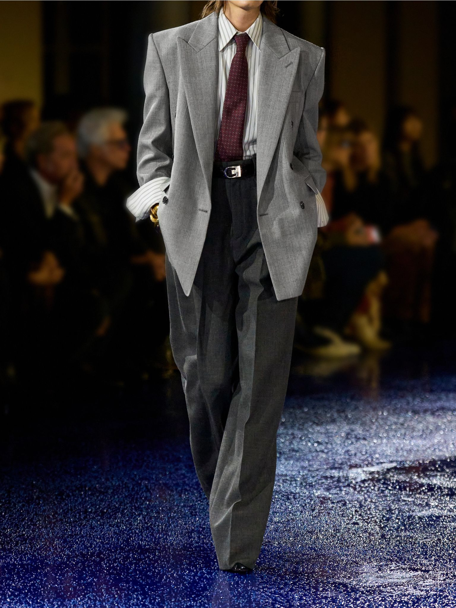 Double-breasted wool-twill blazer Gray - 5