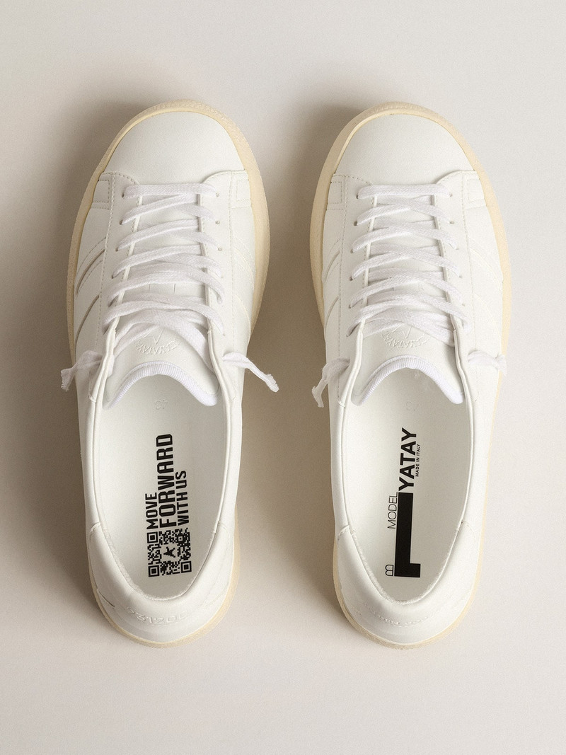 Golden Goose Yatay Model 1B sustainable sneakers with white bio-based upper and white Y outlook