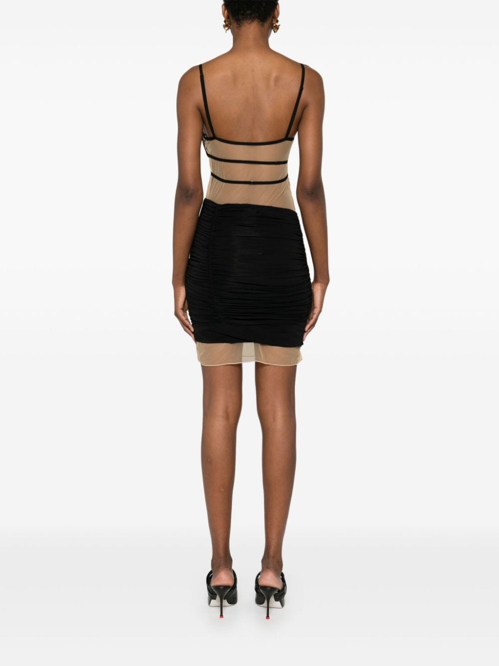 sheer-panels mini dress - 4