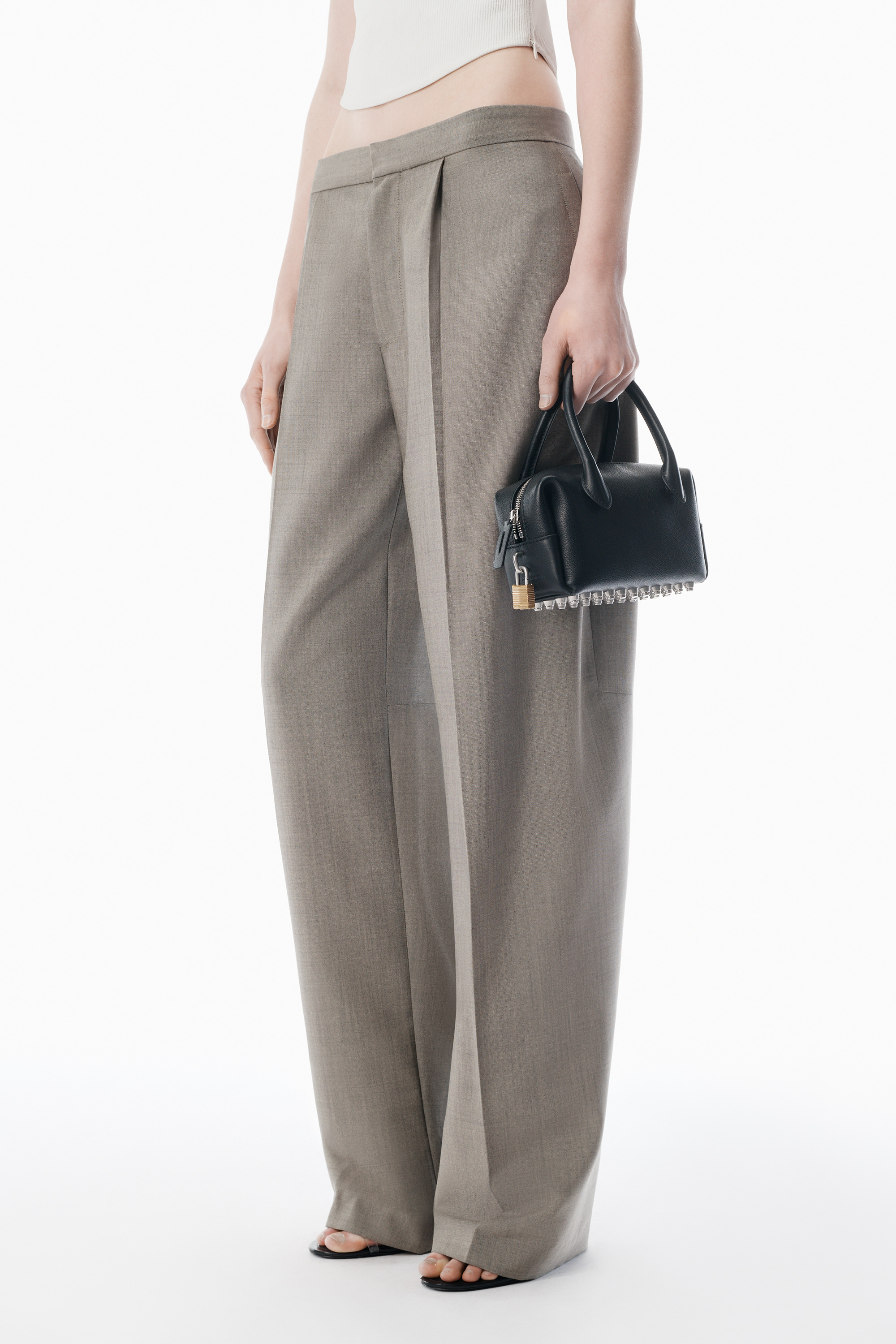 Grey Wool Mohair Tailored Pant - 3