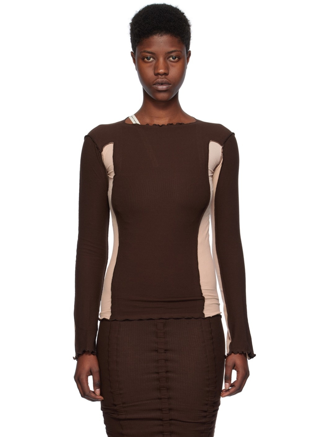 SSENSE Exclusive Brown & Pink Omato Long Sleeve T-Shirt - 1