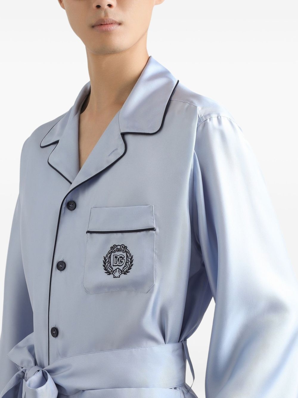 chest-pocket belted pyjama-style shirt - 4