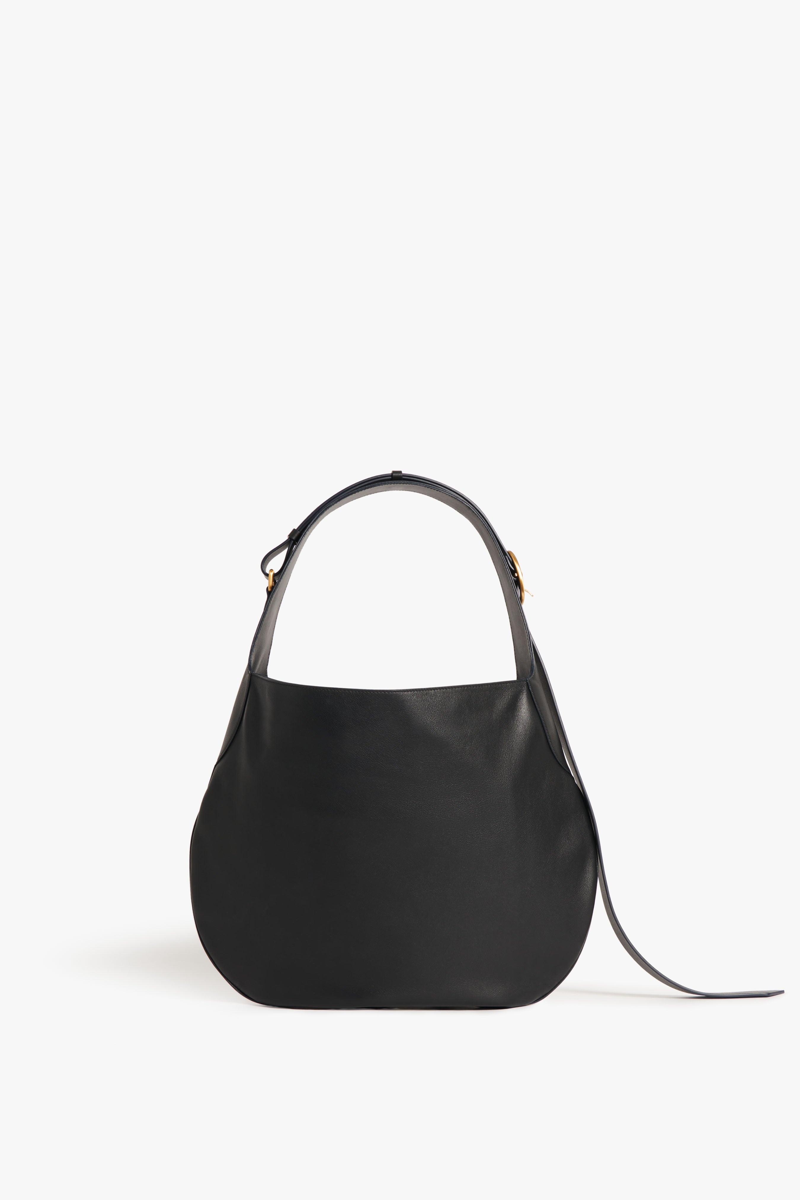 Large Half Moon Bag In Black Leather - 4