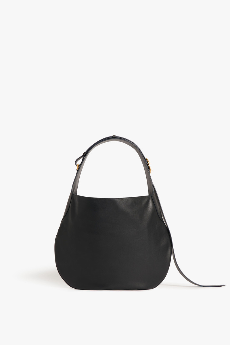 Large Half Moon Bag In Black Leather 4