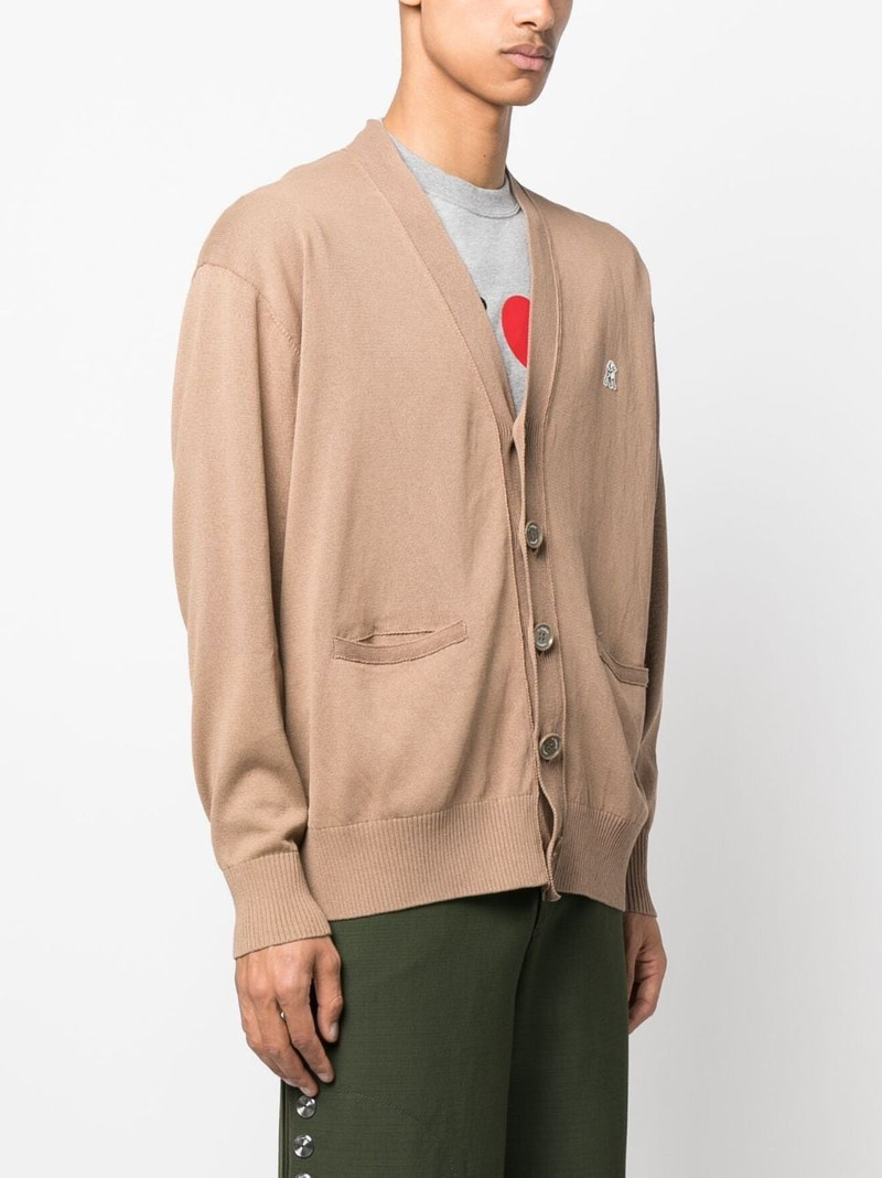 UNDERCOVER logo-patch cotton cardigan outlook