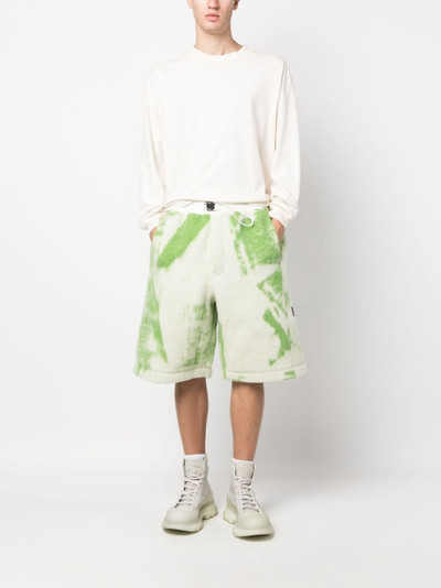 Y-3 brush-stroke print fleece shorts outlook