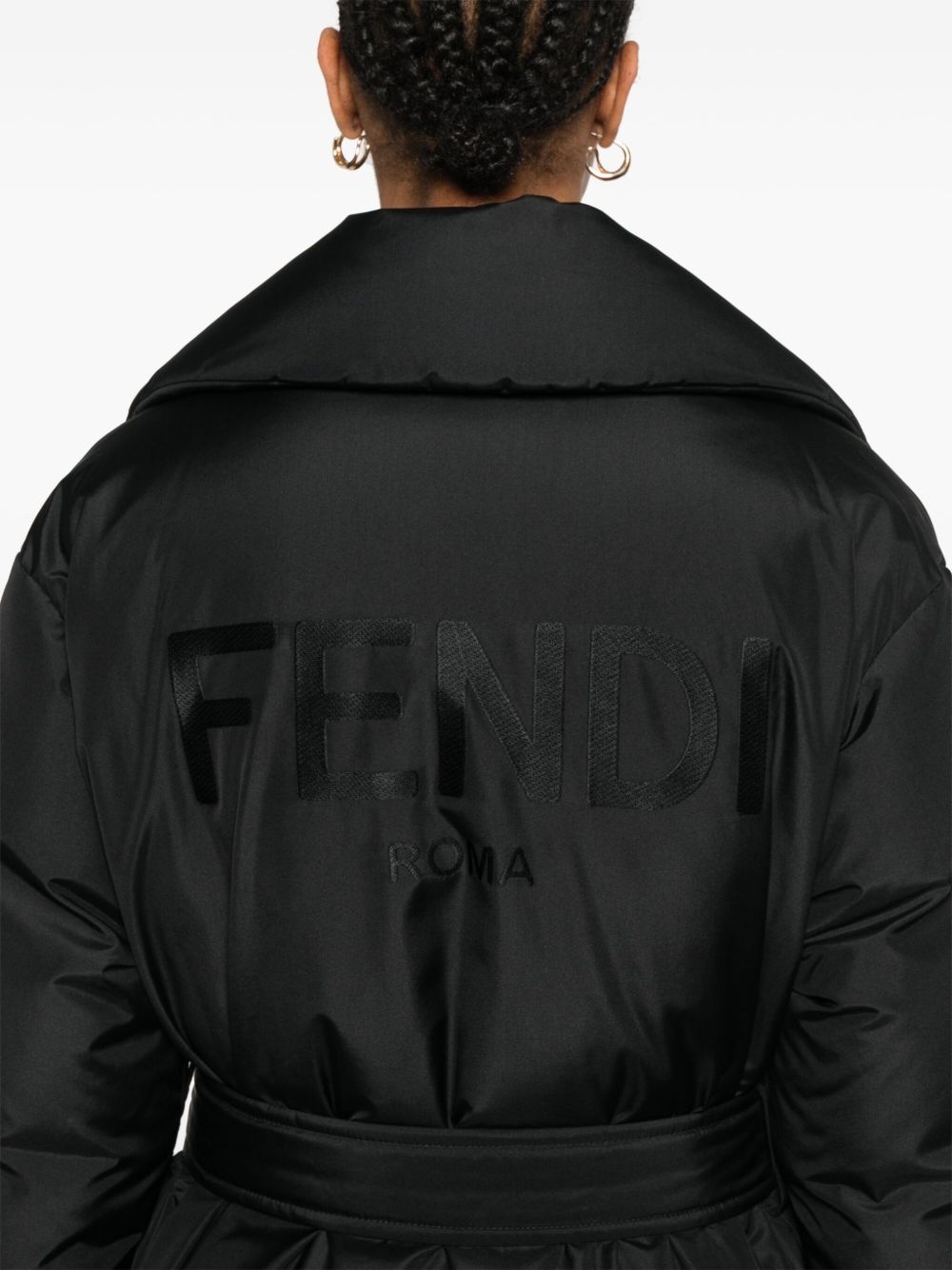 logo-embroidered coat - 5