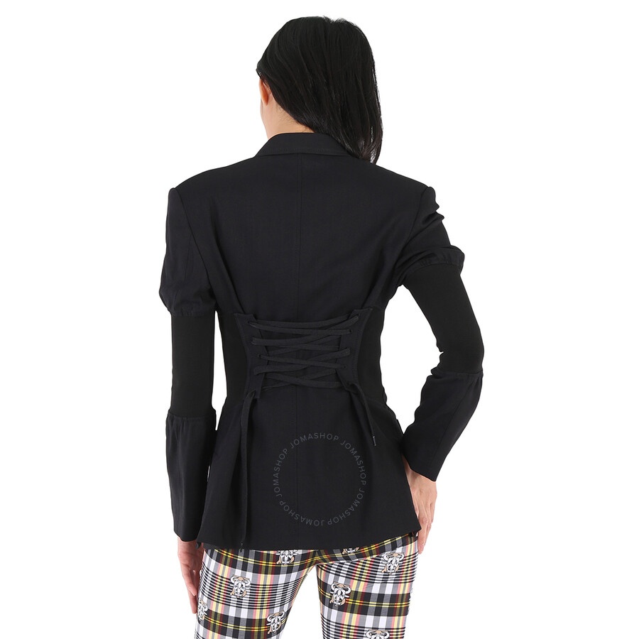 Burberry Ladies Black Technical Twill Reconstructed Blazer - 5