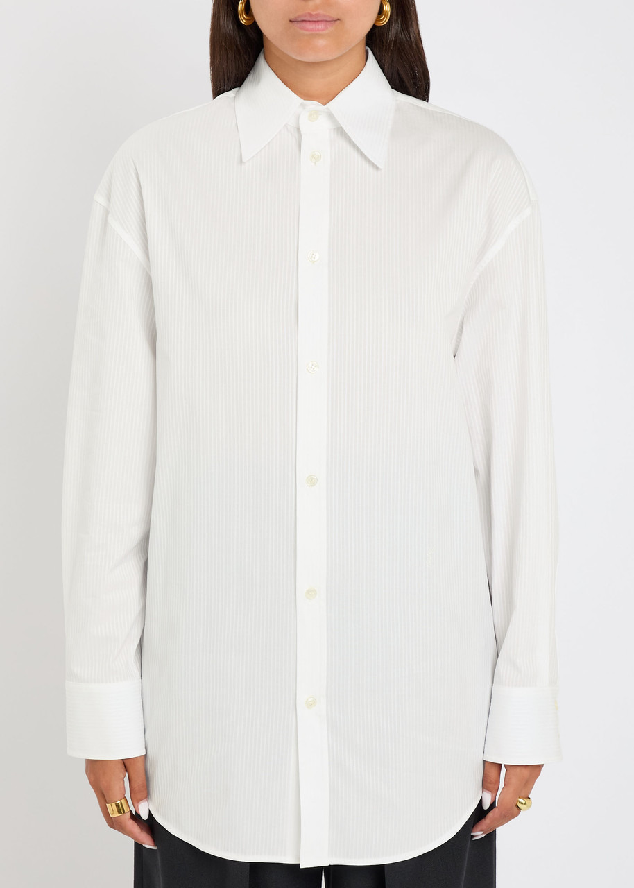 Yves Saint Laurent Logo-embroidered Striped Cotton Shirt - 2