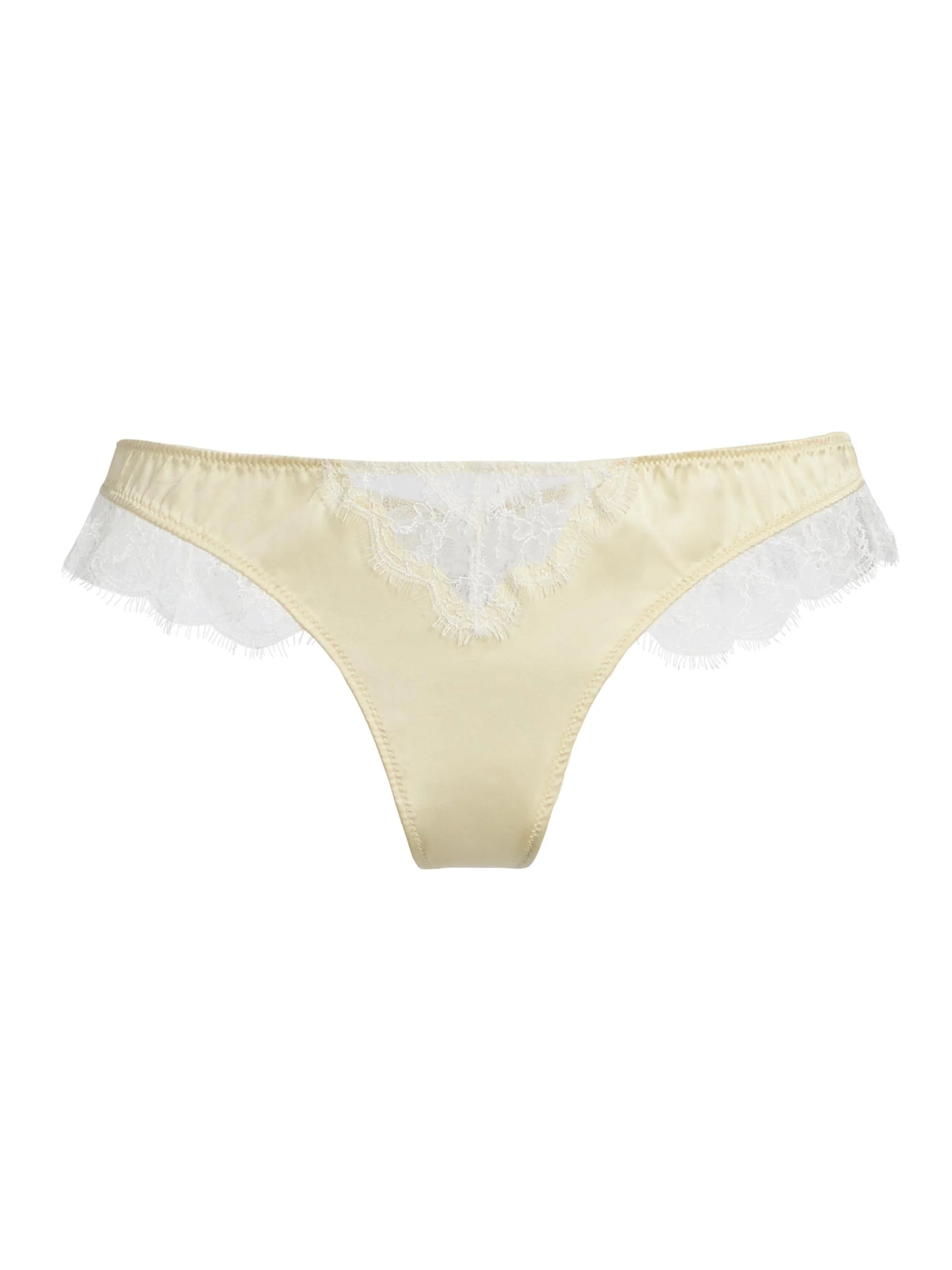 Women's Lace Inset Thong - Beurre - 1
