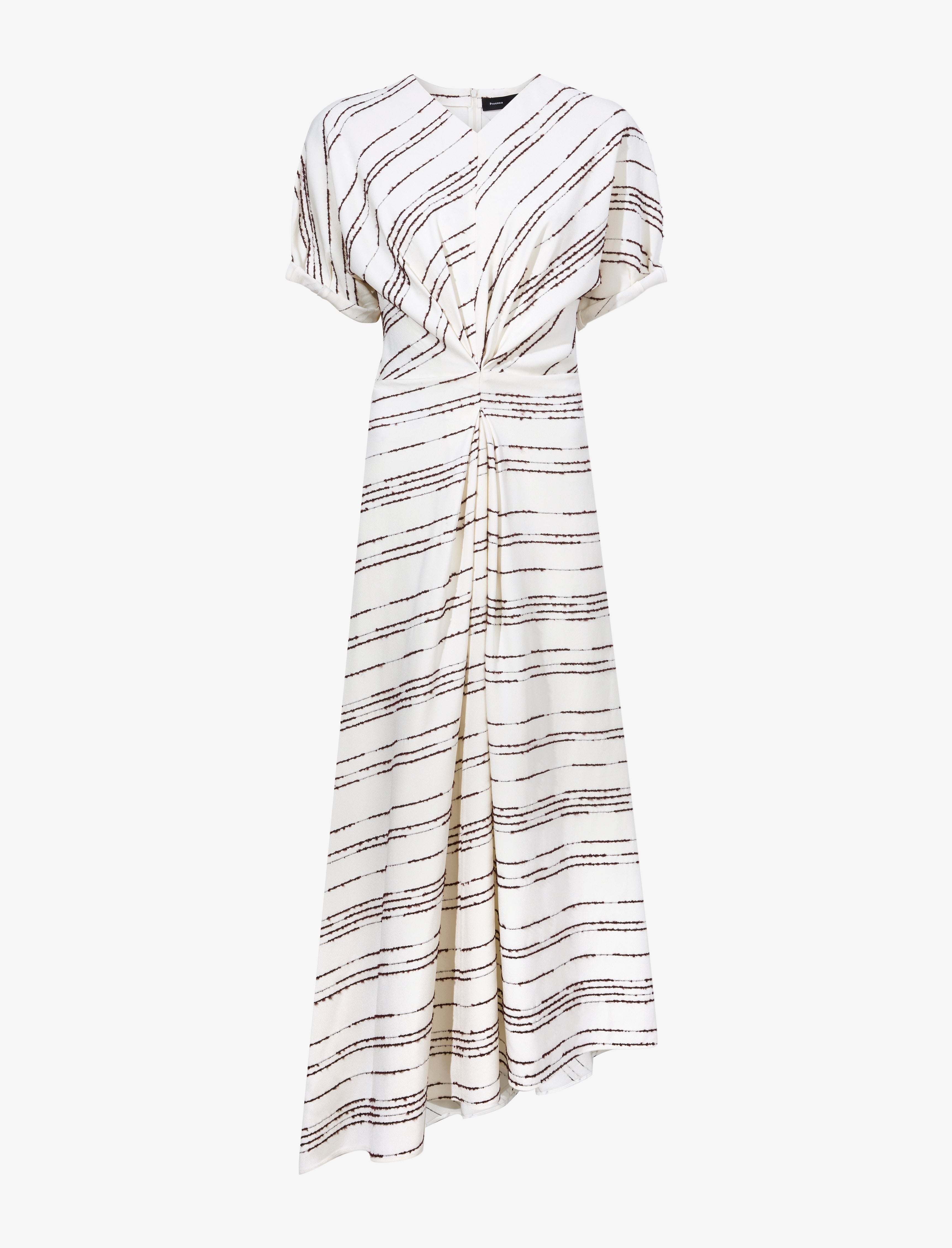 Vivienne Asymmetrical Dress in Textured Stripe Flou - 1