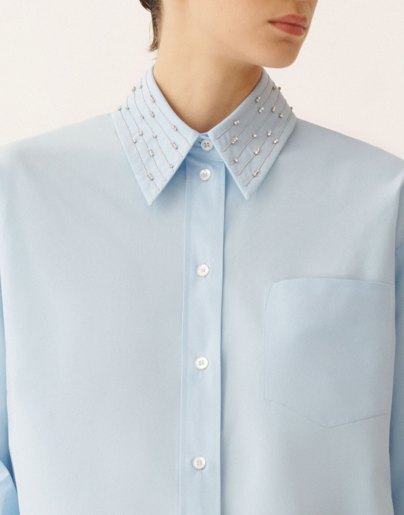 Long sky blue poplin shirt 5