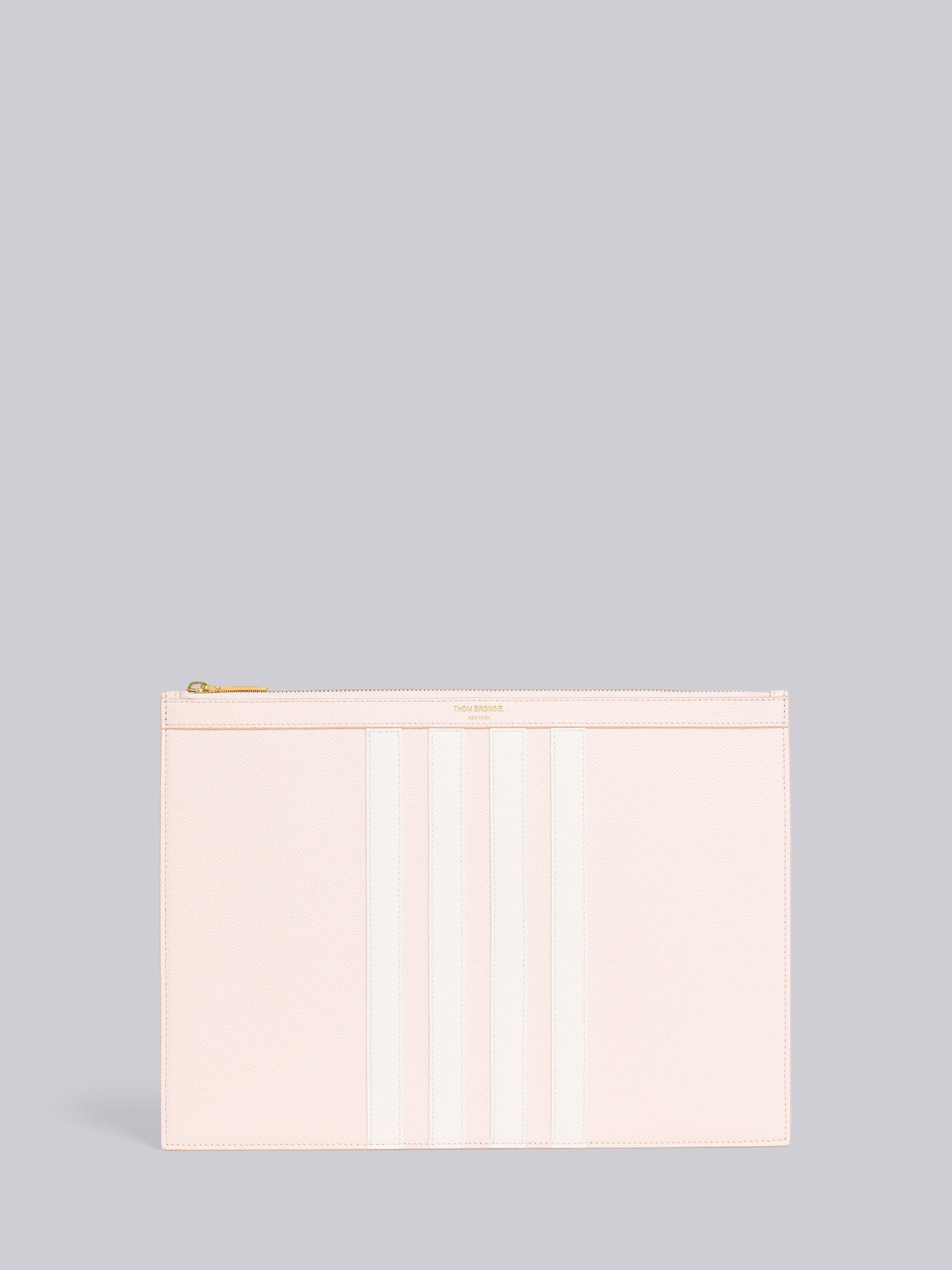 Light Pink Pebble Grain Leather 4-Bar Applique Medium Document Holder - 1