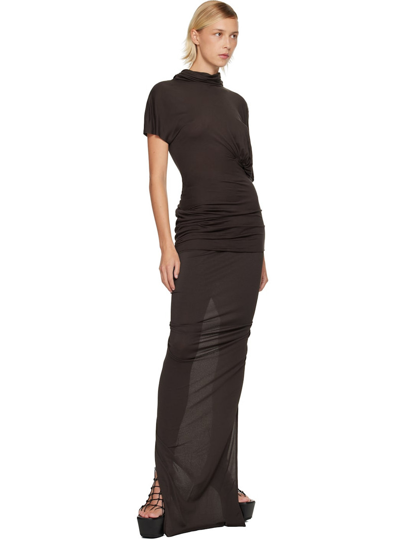 Rick Owens Lilies Brown Concordians Eva Maxi Skirt outlook