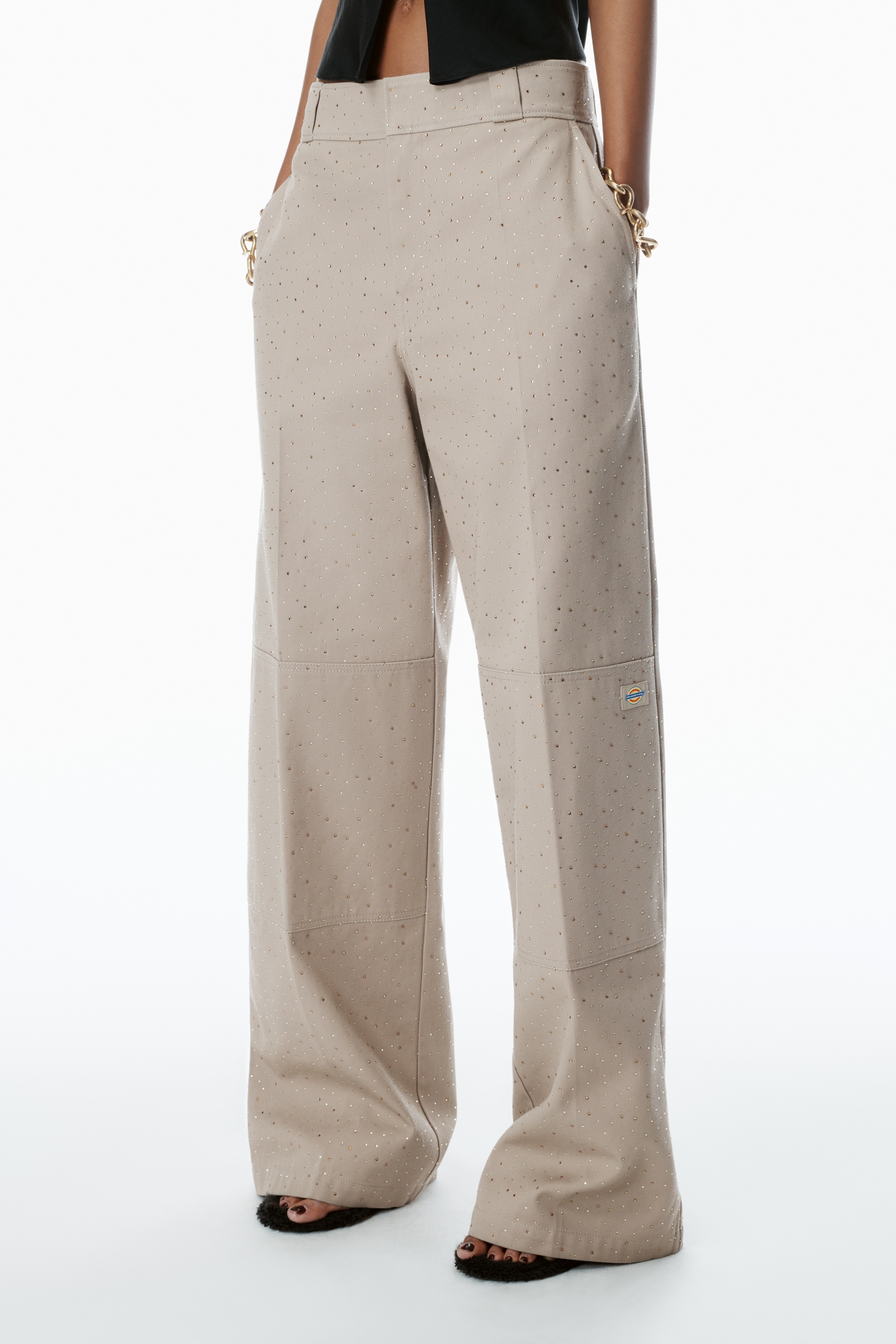 Crystal Hotfix Workwear-Inspired Pants - 3