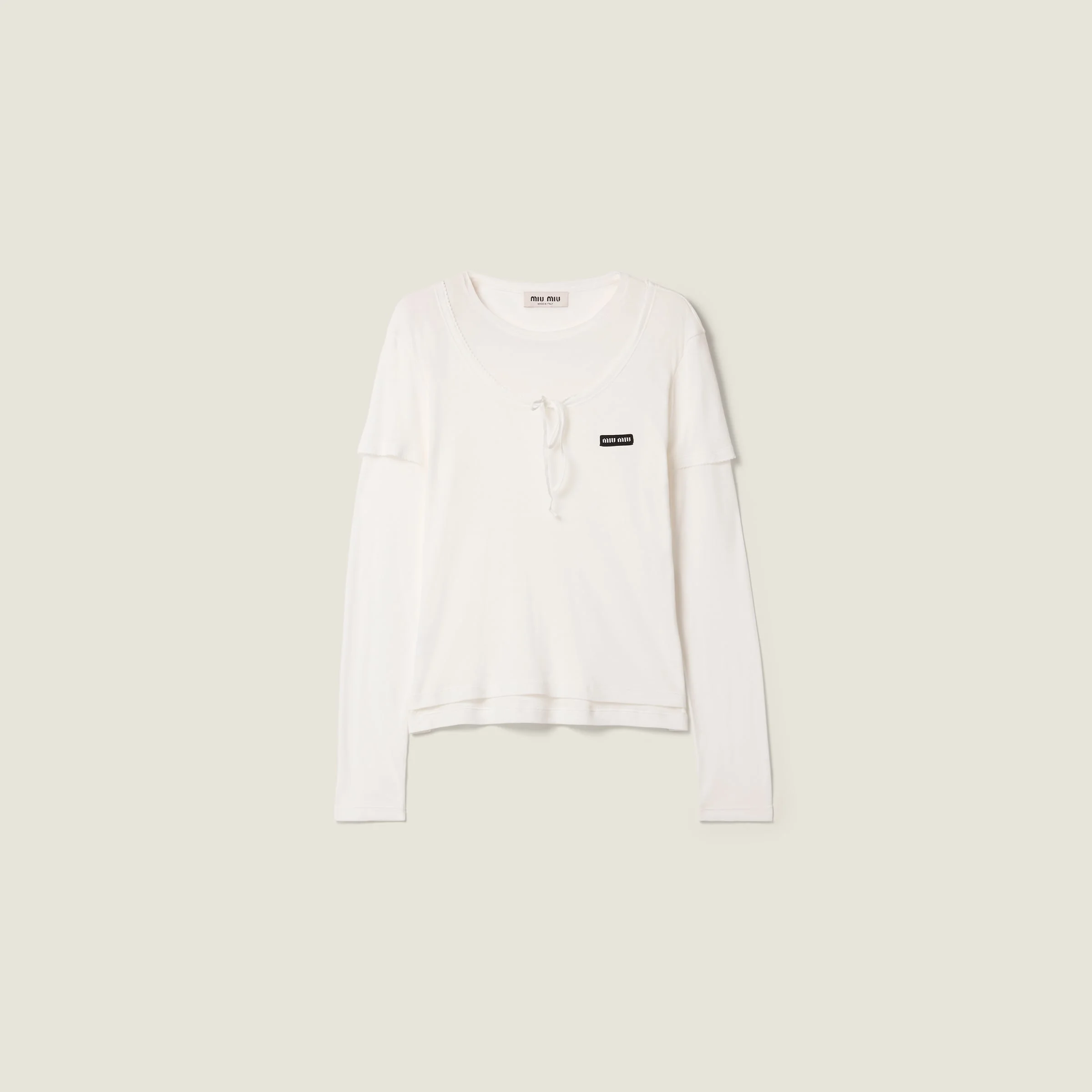 Ribbed knit jersey T-shirt - 1