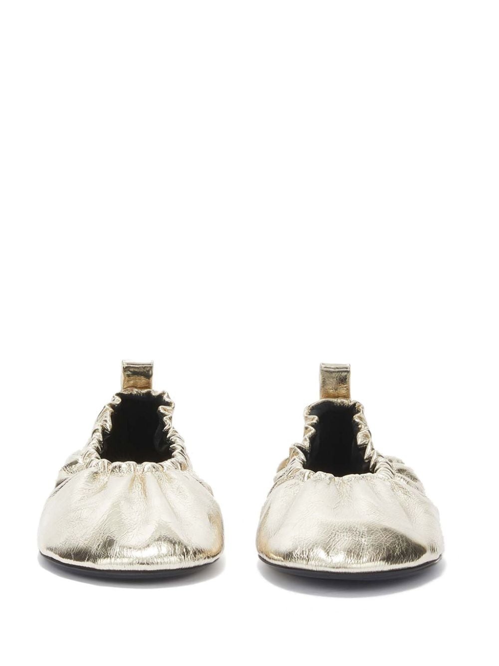 gathered-detail leather ballerina shoes - 4