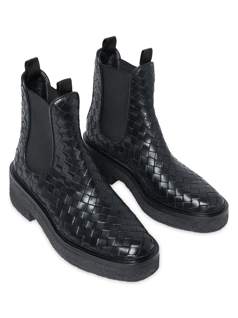 Women's Raquel Woven Leather Ankle Boots - Black 3